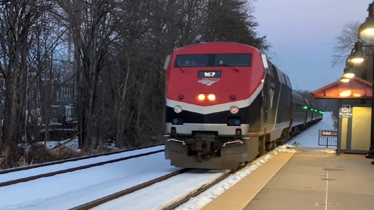 VRE and Amtrak in the Snow at Burke Centre Station February 4 2026