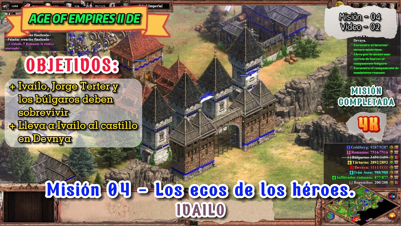 Age of Empires II DE 4K | Misión 04 completada - Los ecos de los héroes. Ivailo. (Video - 02).