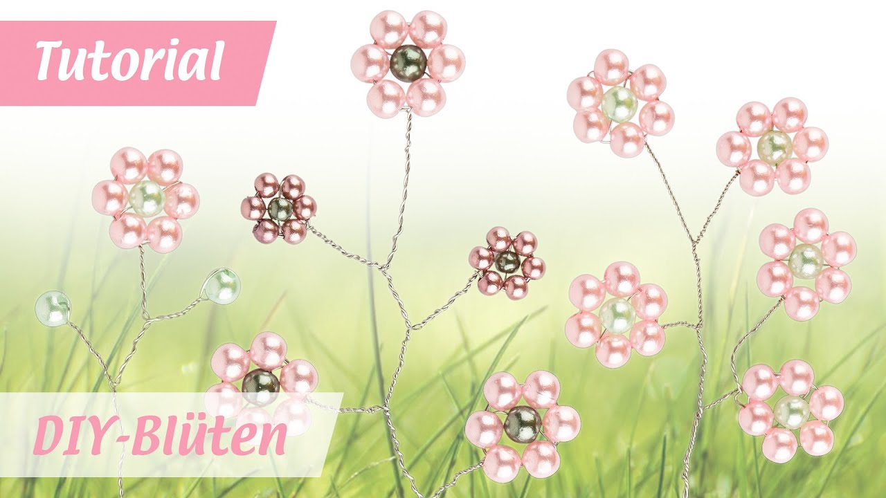 Perlen-Blüten am Draht basteln - Perlenzweige