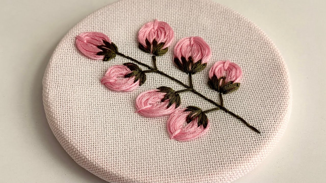 Prettiest & easiest hand embroidery flower design 🌸 | hand embroidery 🧵