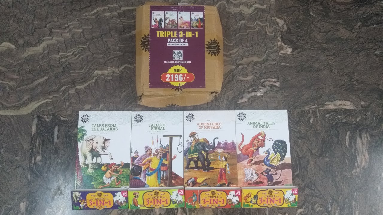 ACK books/ Triple 3-in-1 Pack of 4 Amar Chitra Katha paperback books/ Story books for children