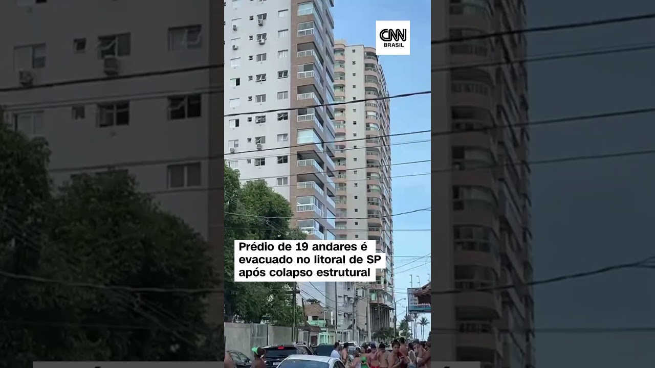 #Shorts - Risco de desabamento: pr&eacute;dio de 19 andares &eacute; evacuado no litoral de SP