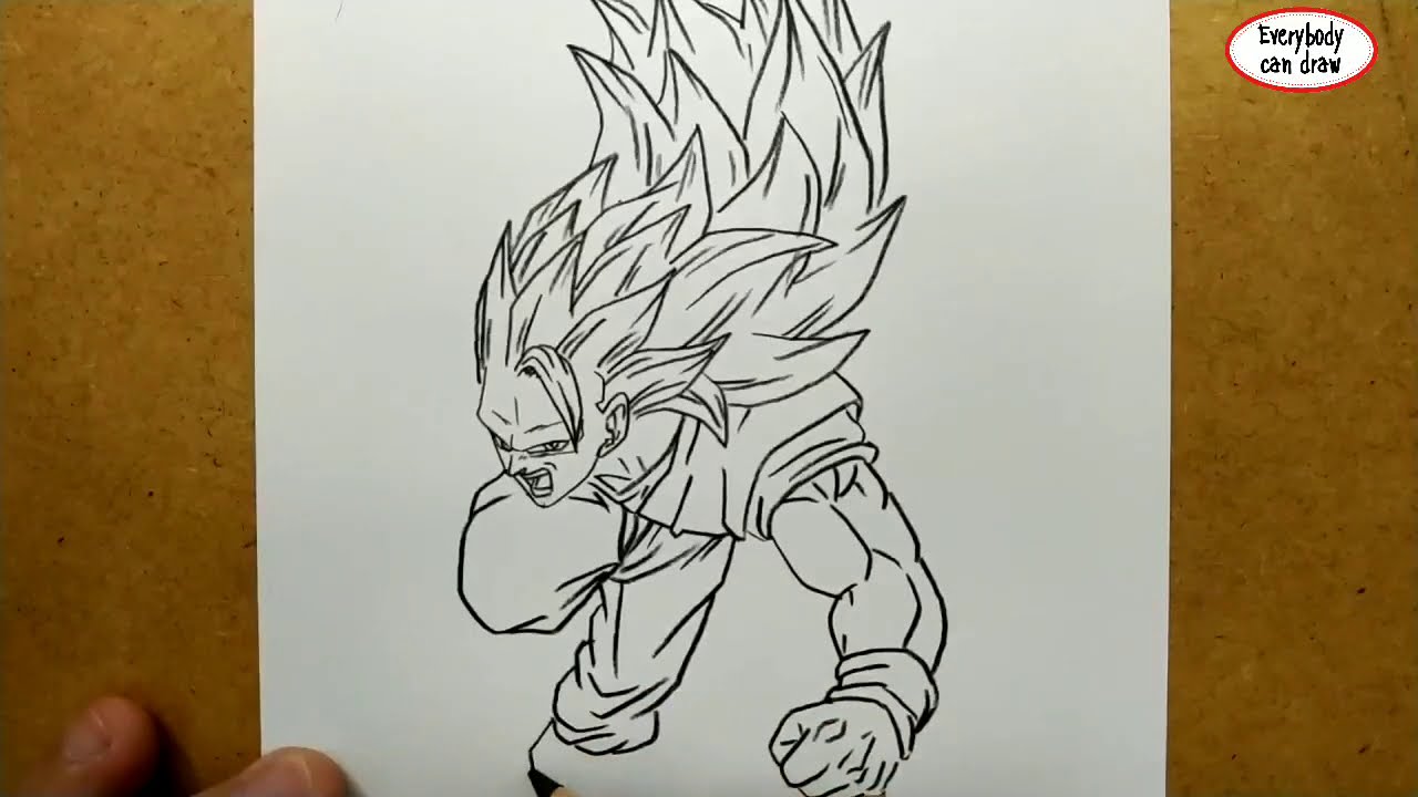 VERY EASY , How to draw son goku dragon ball , manga from japan / learn drawing academy