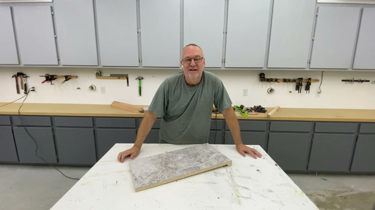 How to cut a preform laminate countertop using a circular saw.