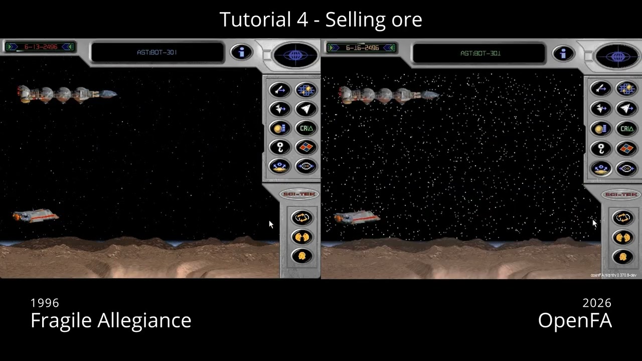 Fragile Allegiance Tutorial 4 - Selling ore - Original vs openFA | Side-by-Side Reconstruction