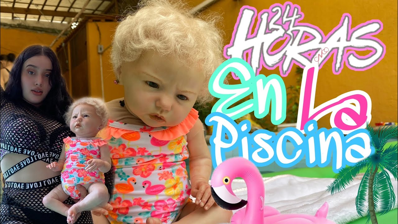 24 horas en la piscina con mi bebé reborn Hazel Ainara | video colaborativo con Ada Sweet