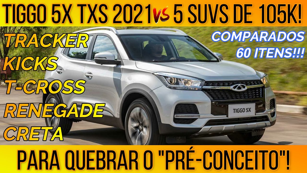 Comparativo SUV's Tiggo 5X TXS 2021 x Tracker x T-Cross x Creta x Renegade x Kicks!