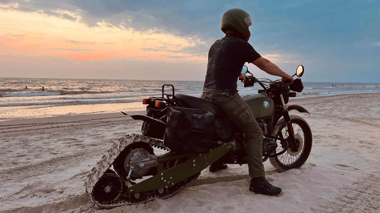 Crazy homemade conversion - Half BMW motorbike and half snowscooter - BMW R65GS