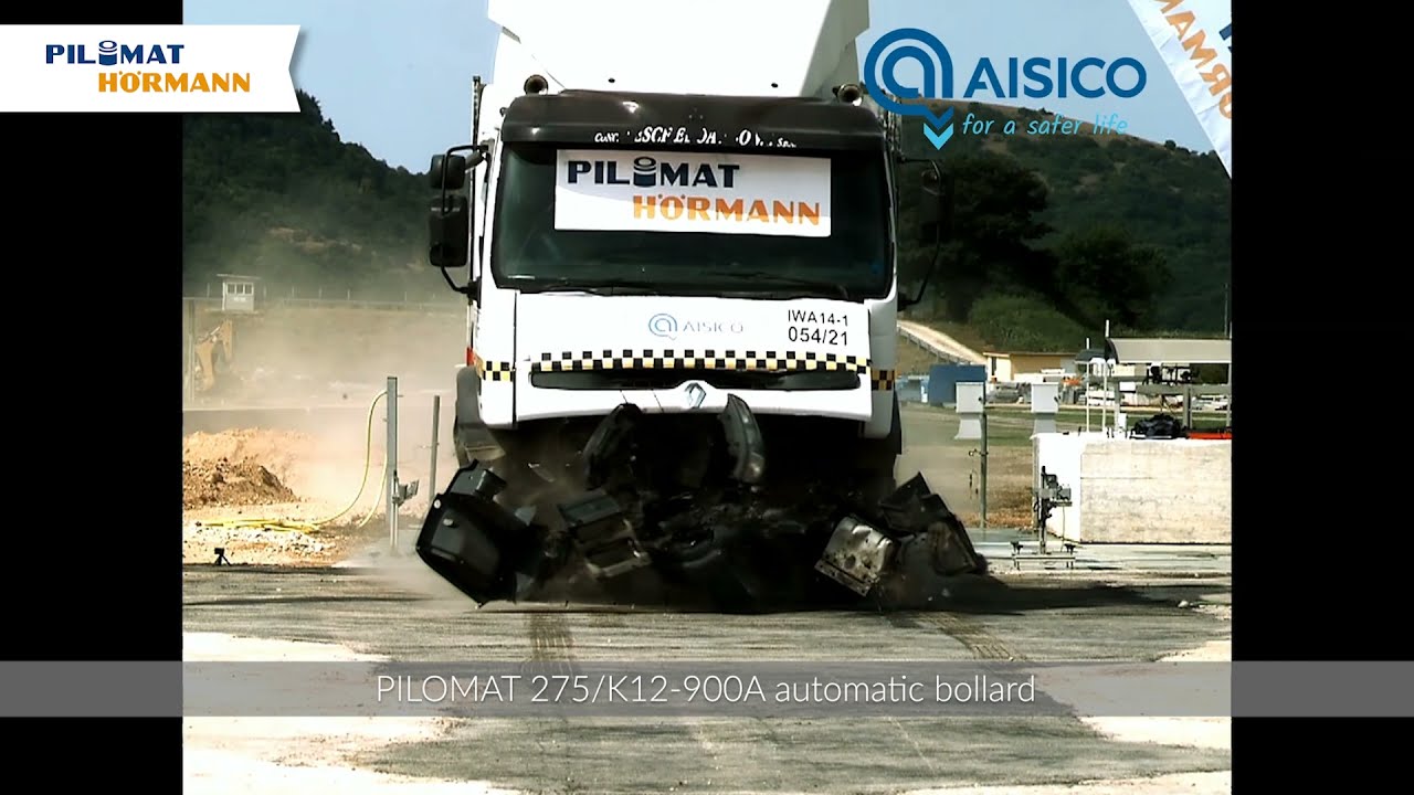 Crash test IWA14-1, PAS68, ASTM - Pilomat 275/K12-900A automatic bollard