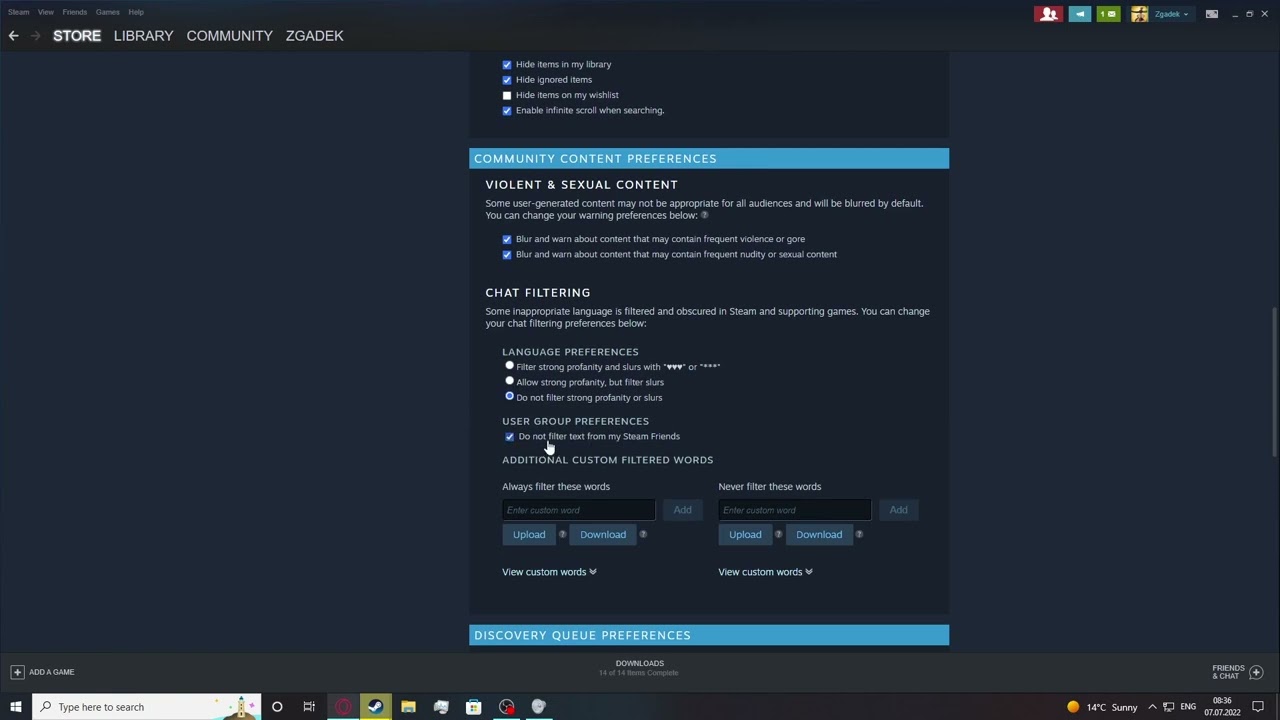 Steam 2022 - How To Adjust Store Filters | Change Store Preferences