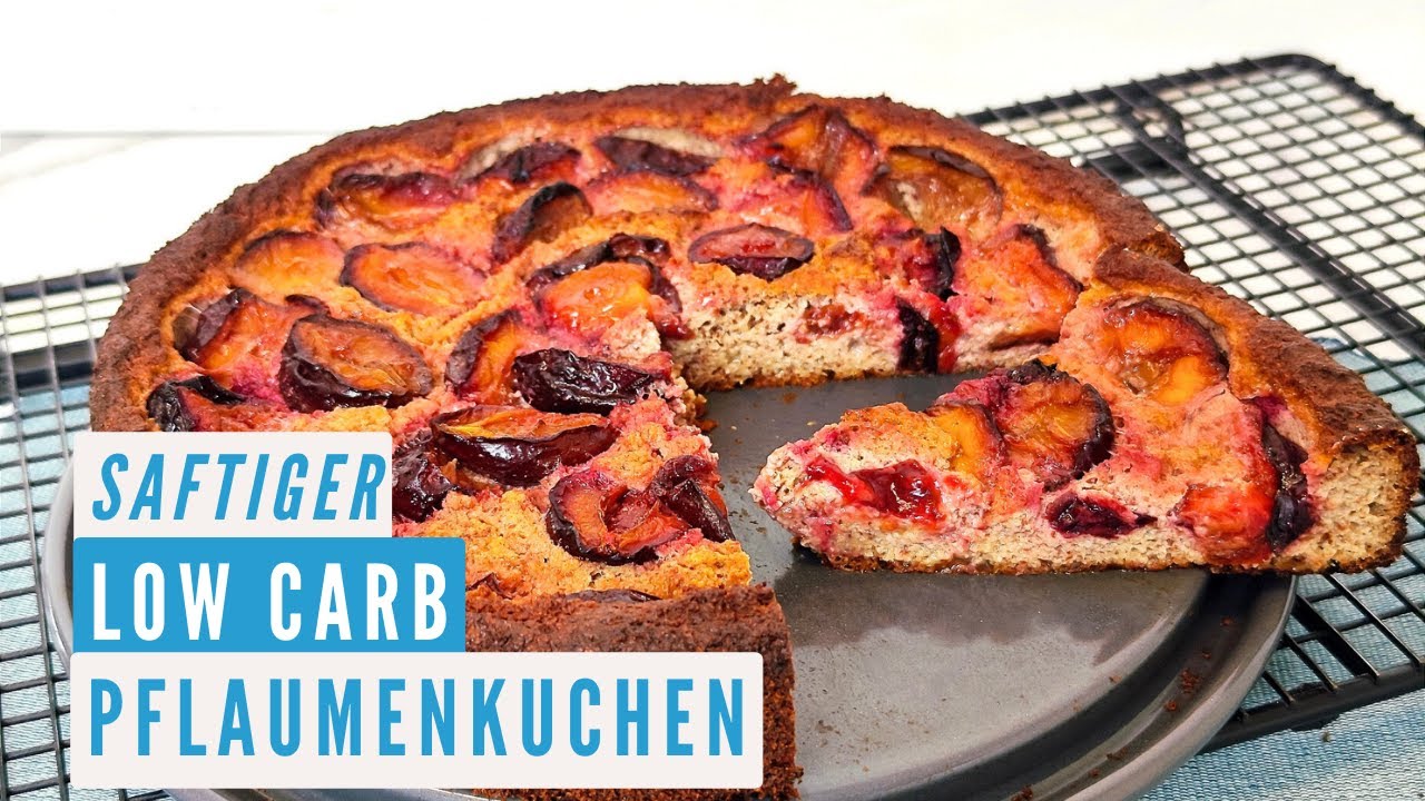 Saftiger Low Carb Pflaumenkuchen in der 24 er Springform