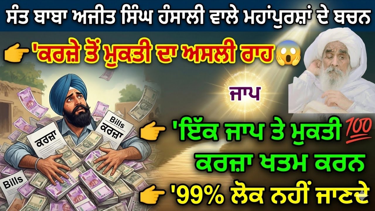 ਹੰਸਾਲੀ ਵਾਲੇ ਮਹਾਂਪੁਰਸ਼ਾਂ ਦੇ ਬਚਨ ਕਰਜ਼ੇ ਤੋਂ ਮੁਕਤੀ , ਇਹ ਜਾਪ ਕਰ ਲਵੋ , ਸਾਰਾ ਕਰਜ਼ਾ ਖ਼ਤਮ ਹੋ ਜਾਵੇਗਾ 2026 ।