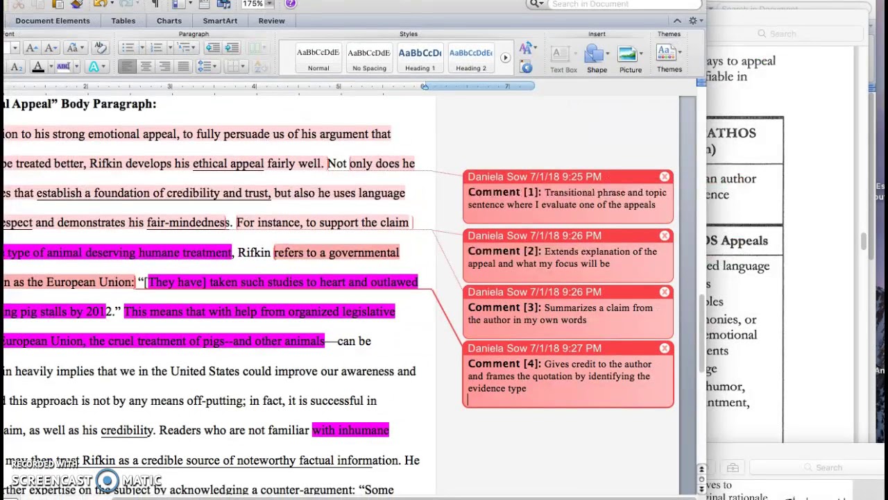Sample Thesis and Body Paragraph in Rhetoric (PART 2)