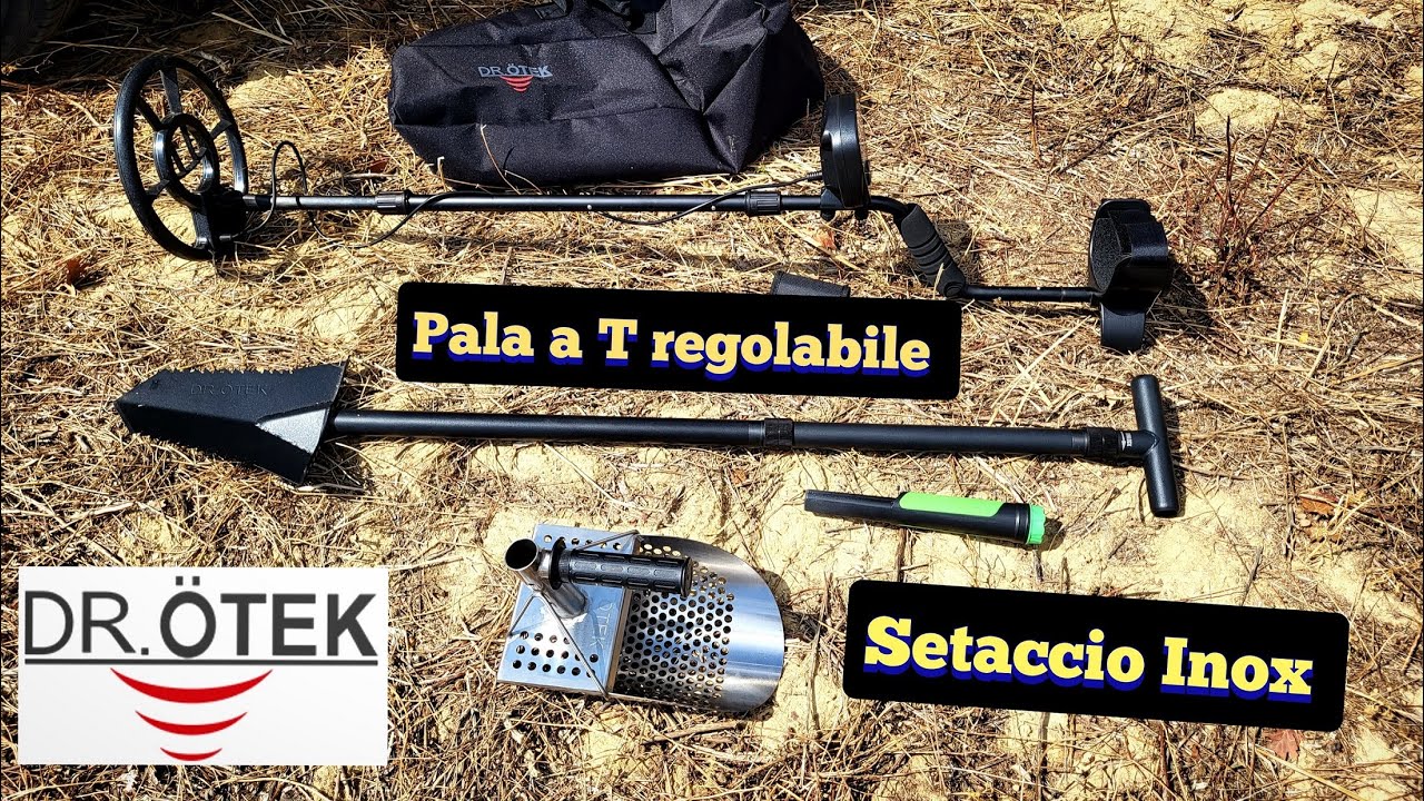 Strumenti da scavo per metal detector Dr.Otek | Pala a T e setaccio inox | Sand scoop and Shovel