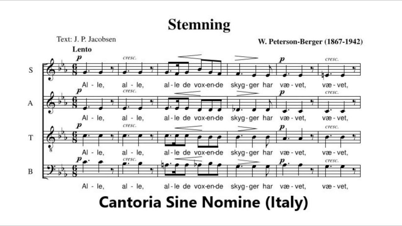 Peterson Berger, Stemning, Cantoria Sine Nomine