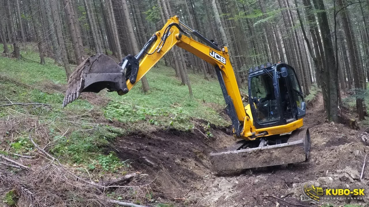 JCB 8085 excavator digging forest road | Time-lapse video by GoPro HERO5 Black