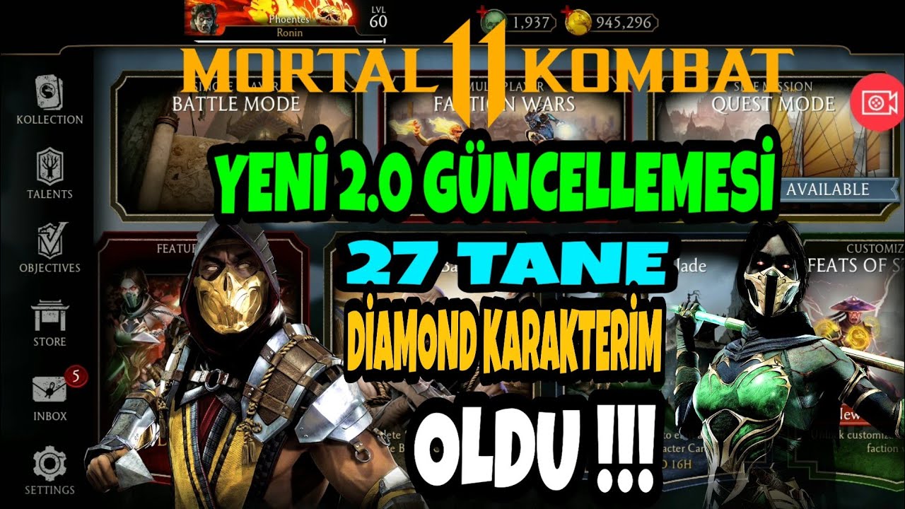 MORTAL KOMBAT 11 😱🔥 !! | Yeni 2.0 Güncellemesi | 27 Diamond Karakterim Oldu | MK11 JADE ÇIKTI !!!
