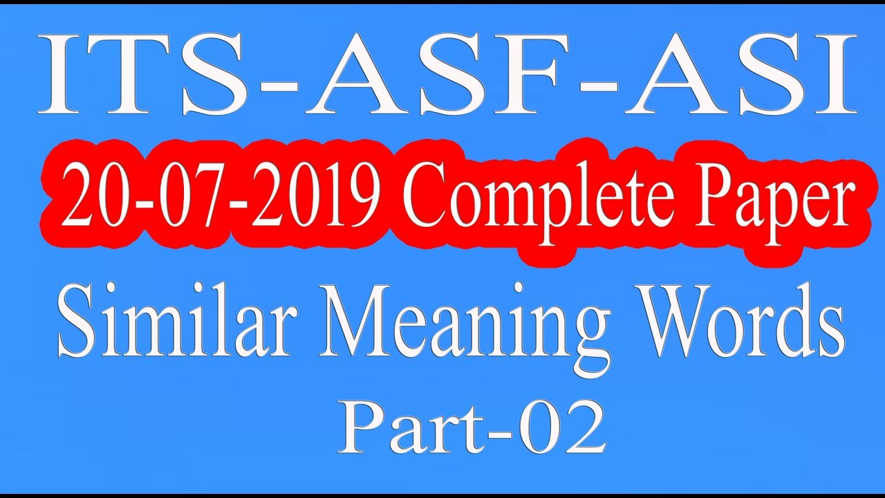 ASF : ASI Complete Paper | ITS ASF |  20 July 2019 | ITS Answer key | English Part | part - 02