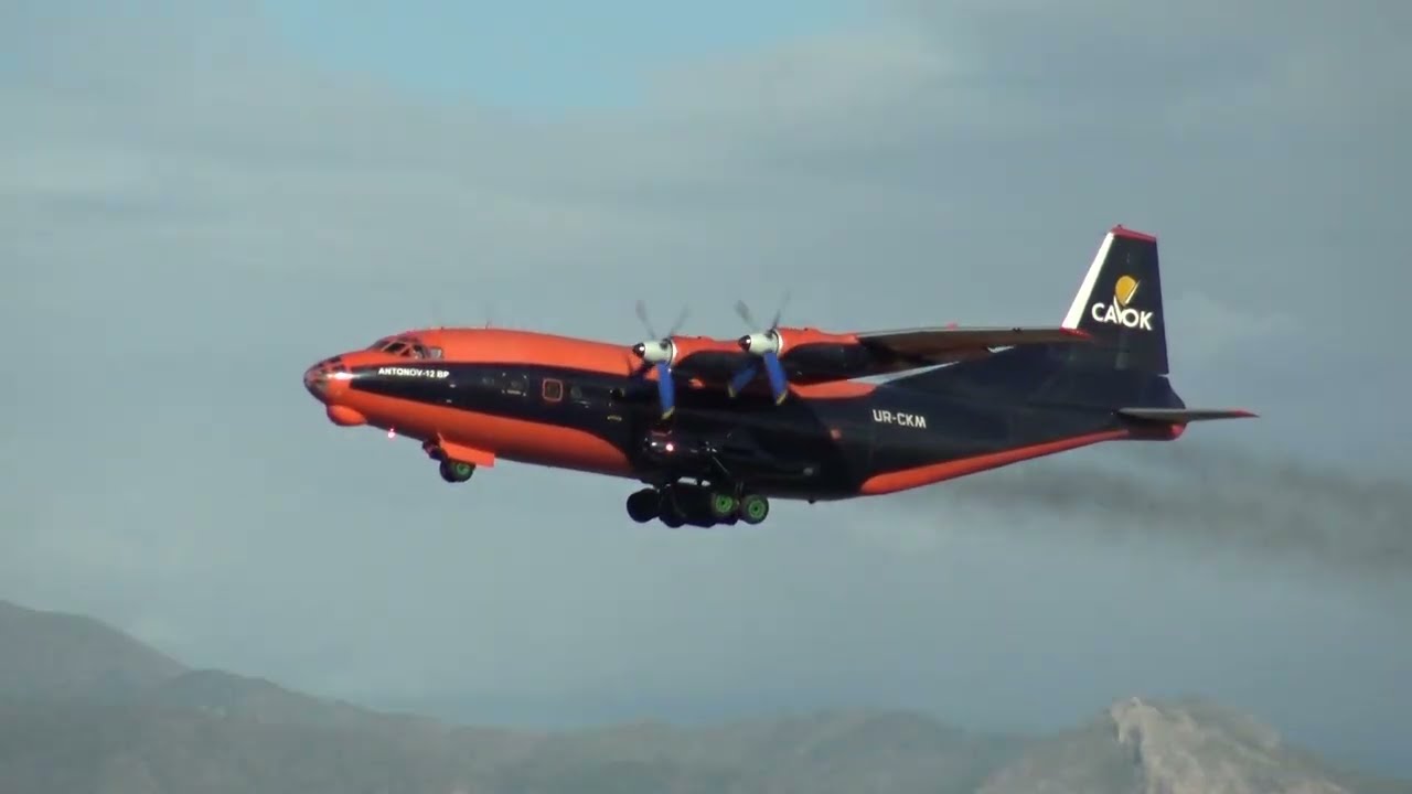 Cavok Air Antonov An-12B UR-CKM Take Off Malaga LEMG
