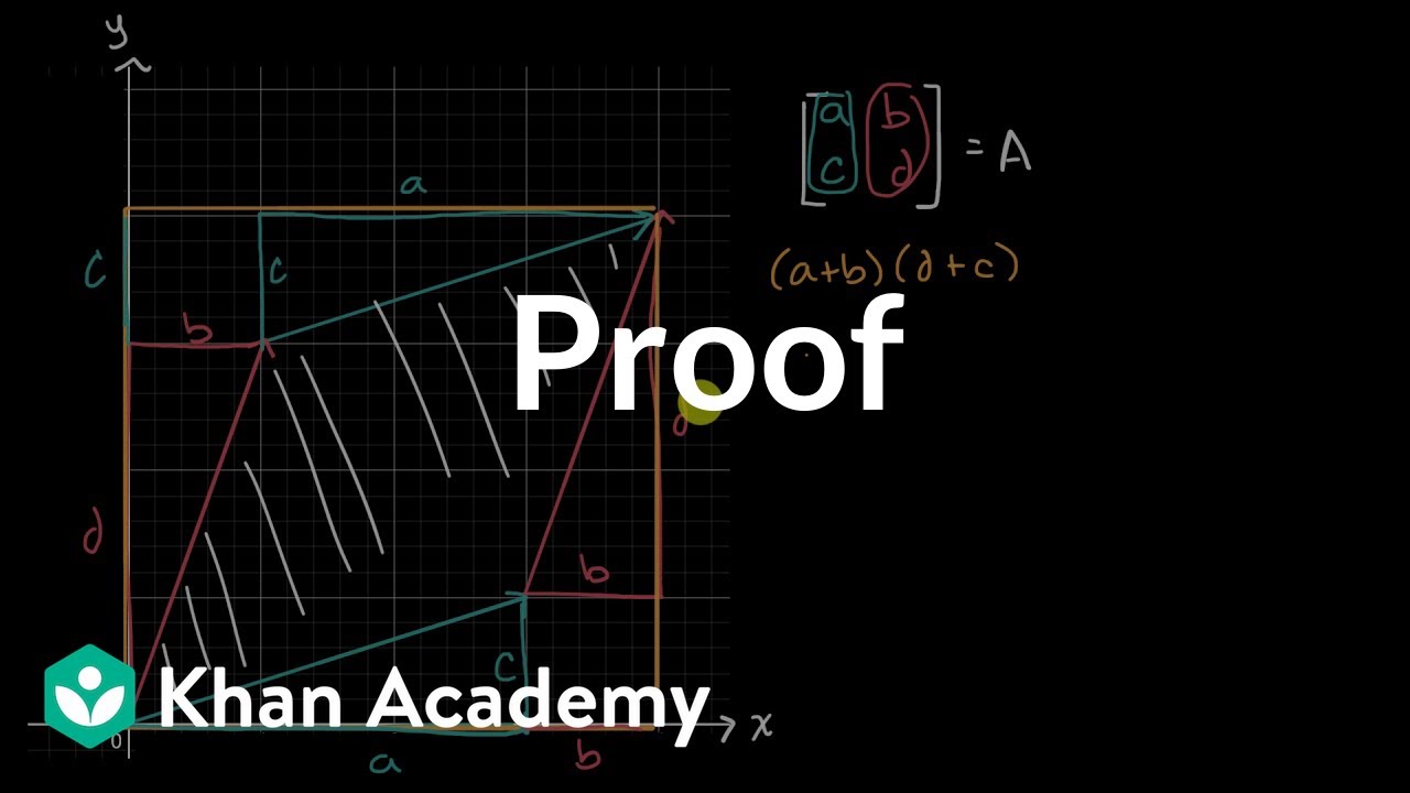 Proof: Matrix determinant gives area of image of unit square under mapping | Matrices | Khan Academy