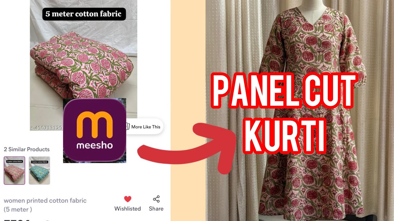 🪄Meesho cloth Converted Into 6Panel Kurti / Cutting &Stiching 🪡 with paper pattern #trendingvideo 