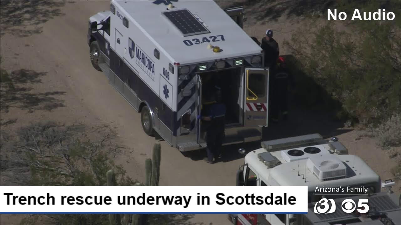 Multiple agencies working on a trench rescue in Scottsdale