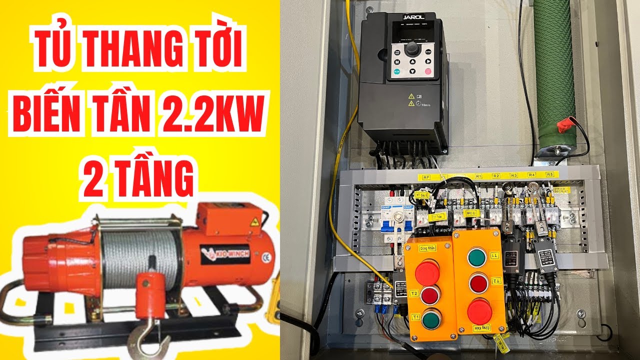 🏗️ Tủ Điều Khiển Thang Hàng, Thang Thực Phẩm 2 Tầng – Biến Tần 2.2kW (1 Pha ra 3 Pha)|Cơ Điện DITICO