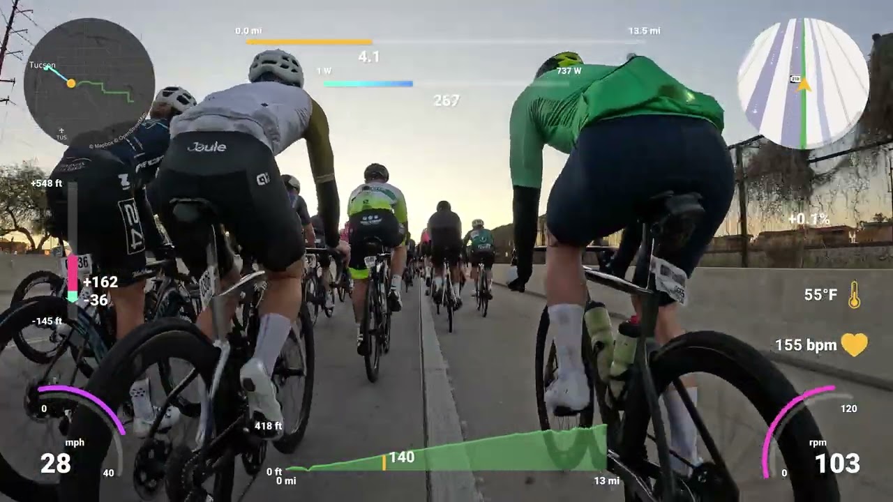 Tour de Tucson 102 mile Platinum Start, Raw Footage w/ Telemetry Overlay