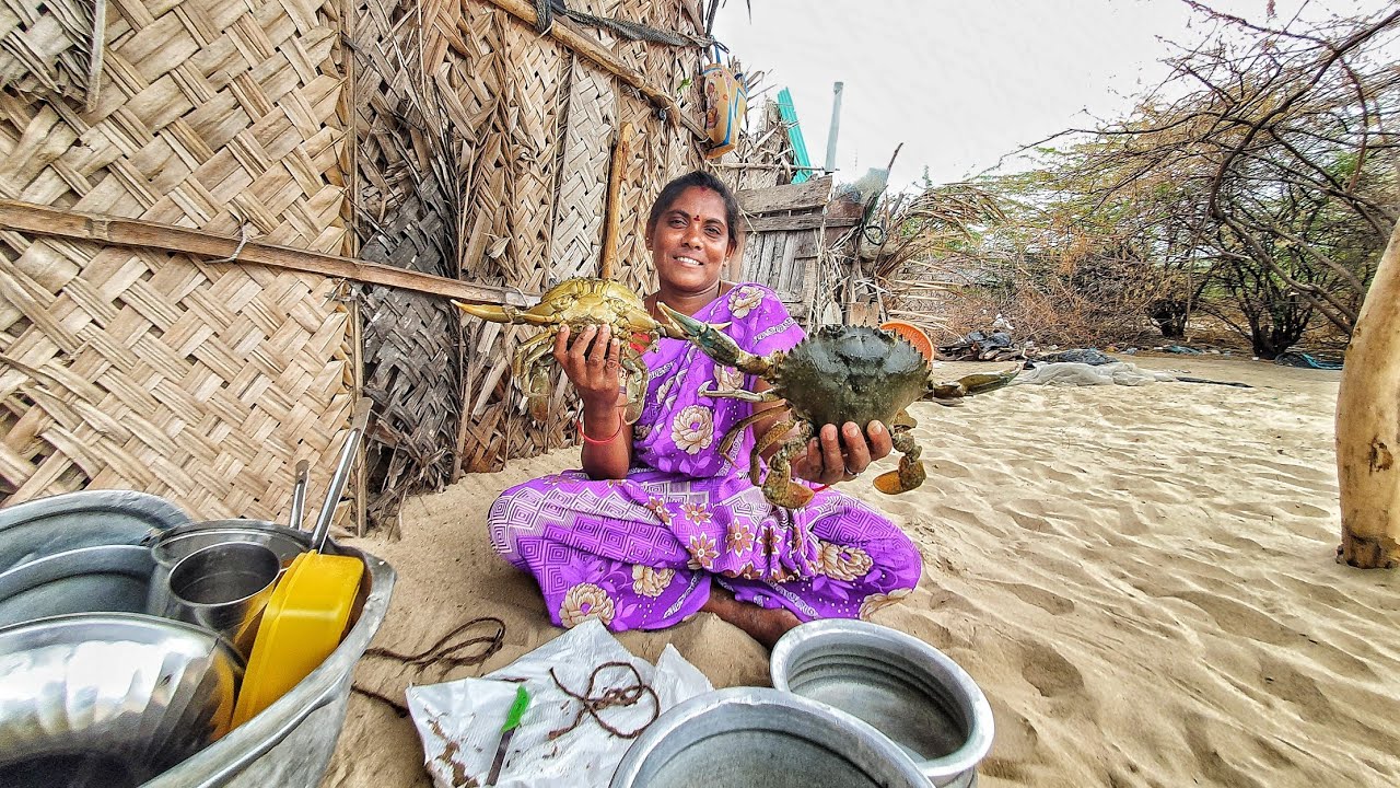 மதினி செய்த பெரிய கலி நண்டு குழம்பு | Large crab broth