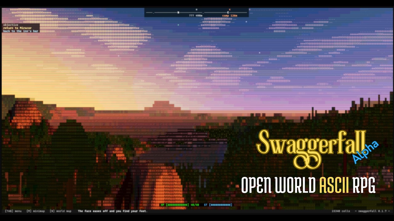 Swaggerfall: ascii RPG in the terminal - Alpha Trailer