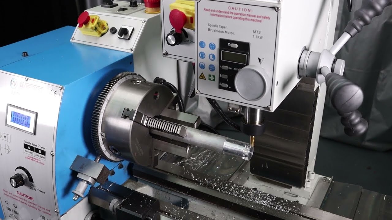 MPV290F Combination Lathe with movable mill head working video
