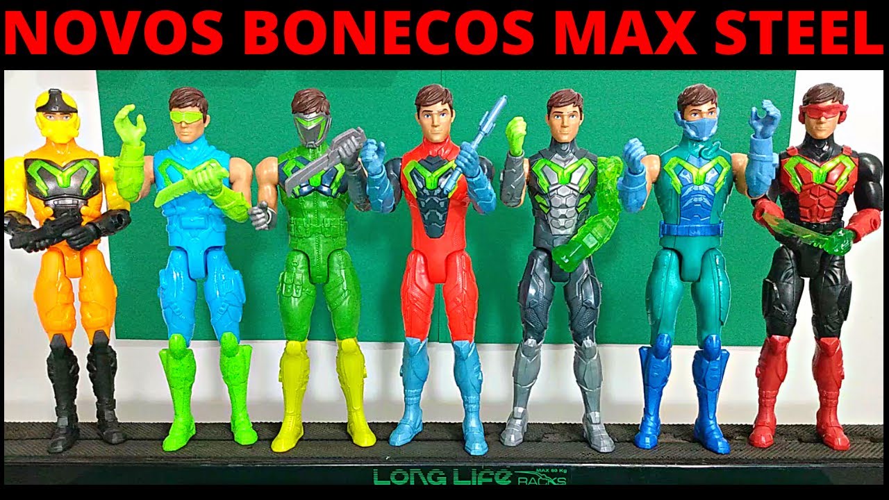 Novos Bonecos Max Steel-Max Defensor Tóxico, Max Steel Corredor de Recifes, Max Steel Missão Secreta