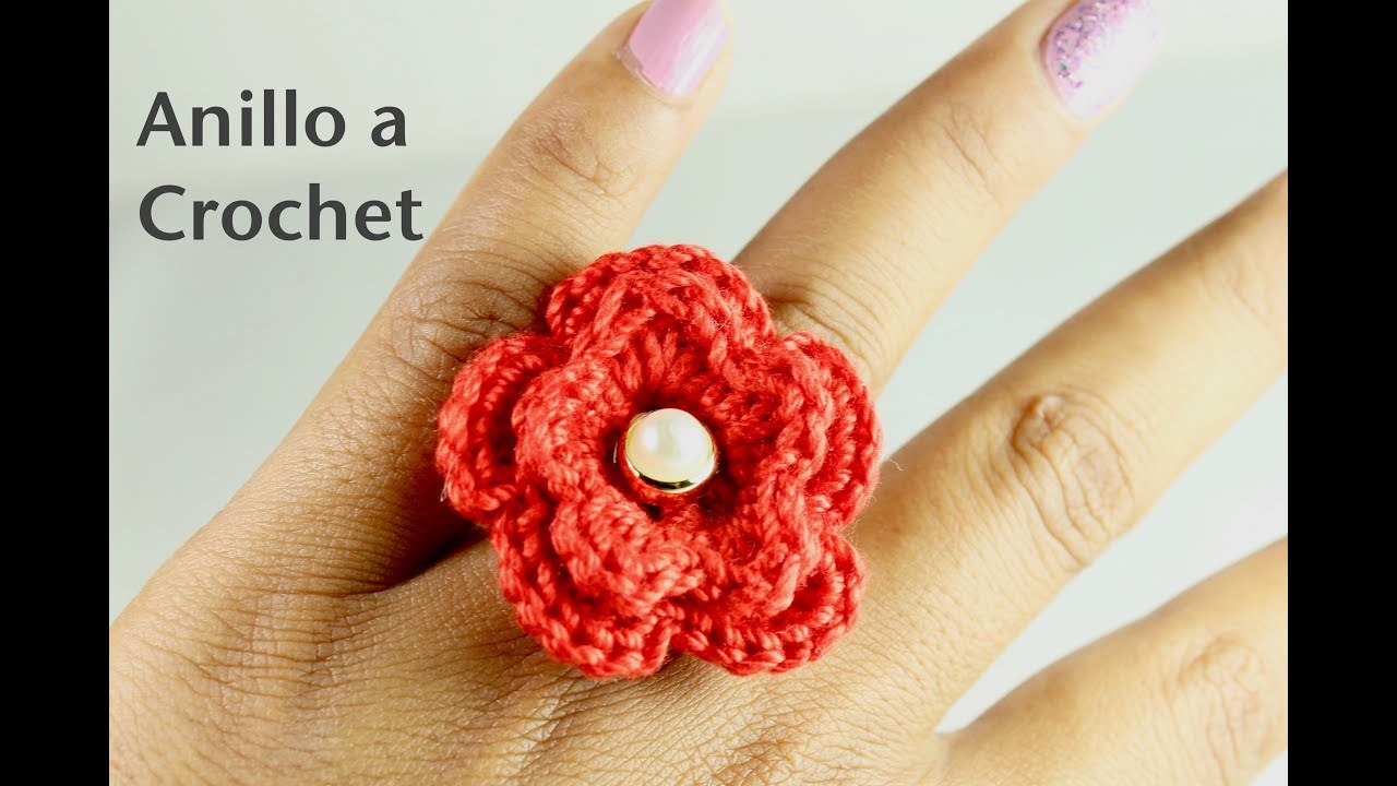 ANILLO rosa (flor) tejido a CROCHET  | Flower crochet ring