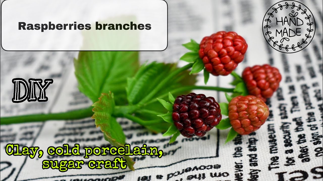 DIY. Raspberries Handmade  Tutorial [polymerclay, coldporcelain, sugar craft, airdry clay]