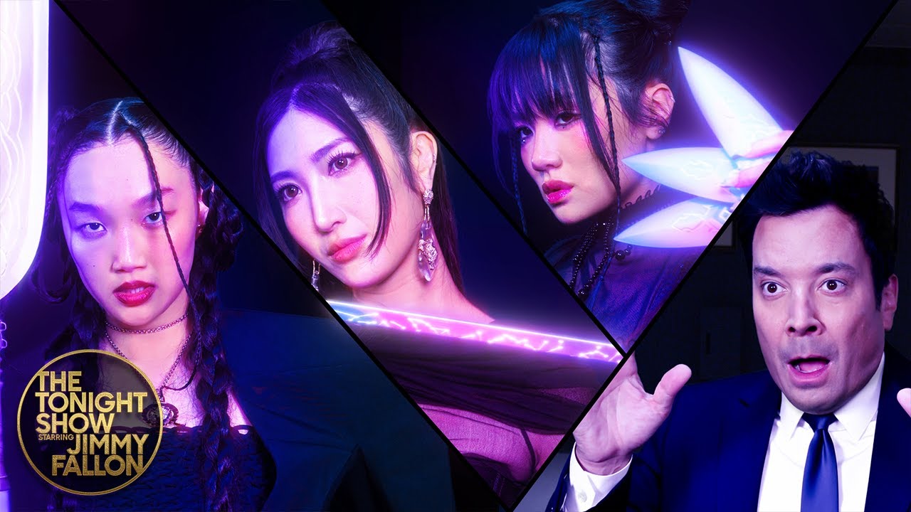 EJAE, Audrey Nuna and Rei Ami from KPop Demon Hunters Show Jimmy 