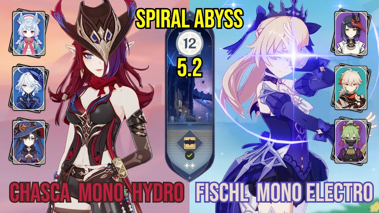 C1 Chasca Mono Hydro + C6 Fischl Mono Electro | Spiral Abyss 5.2 | Genshin Impact