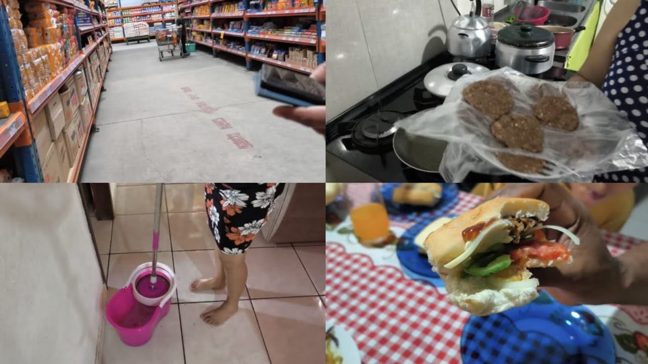Minha rotina de dona de casa Compras faxina e hambúrguer caseiro 