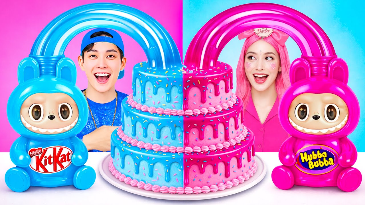 Desafio de Decoração de Bolo Rosa vs Azul | Momentos Engraçados por BOBAPOP PT