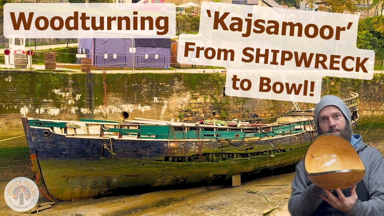Kajsamoor   Woodturning a Poldark Shipwreck Douglas Fir live edge bowl  Charlestown Harbour Cornwall