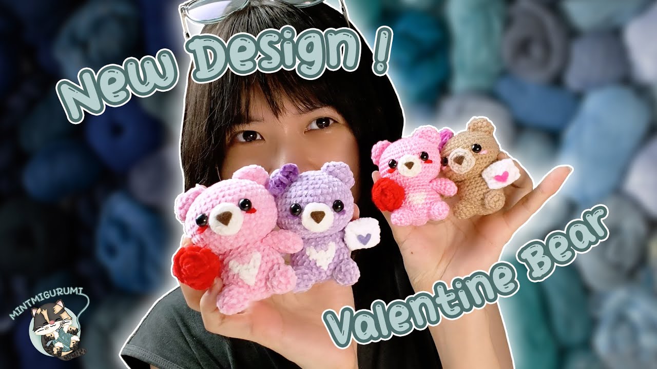 My Newest Most Adorable Valentine Pattern ! I'm Super Proud 🐻💖 | Mintmigurumi | crochet vlog 🧶❤