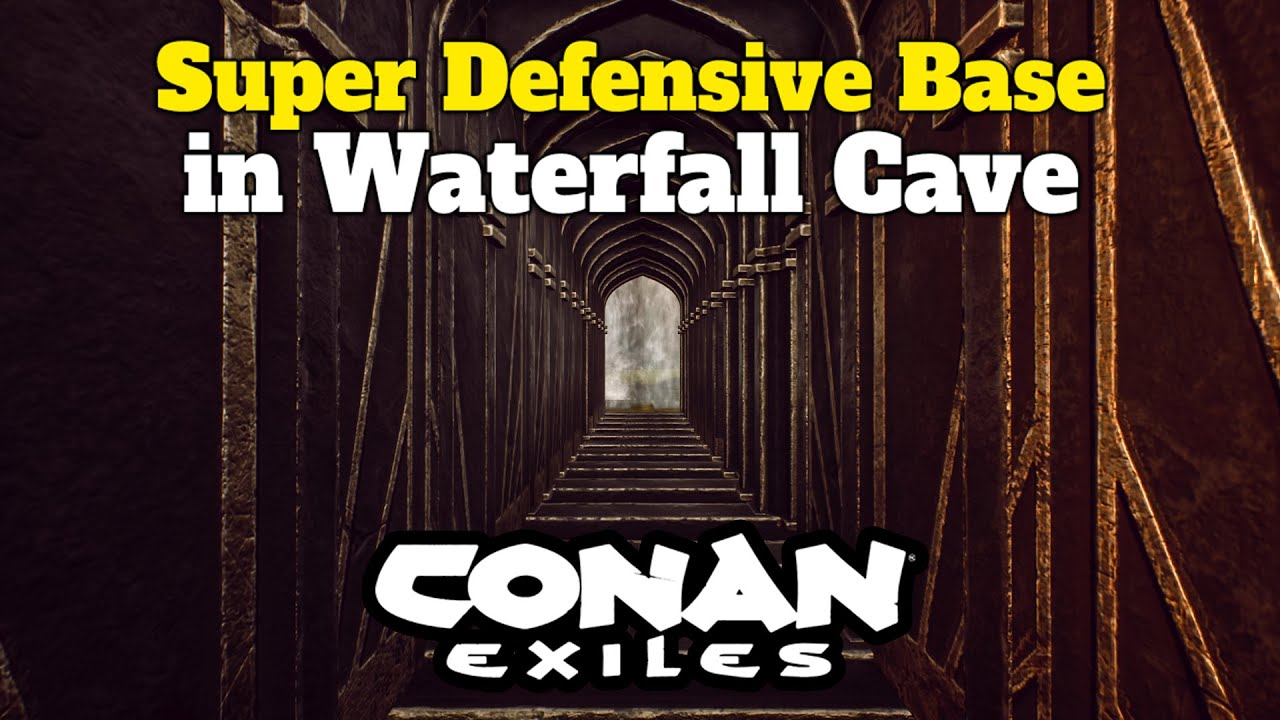 Super Defensive Base in Waterfall Cave | Conan Exiles Isle of Siptah