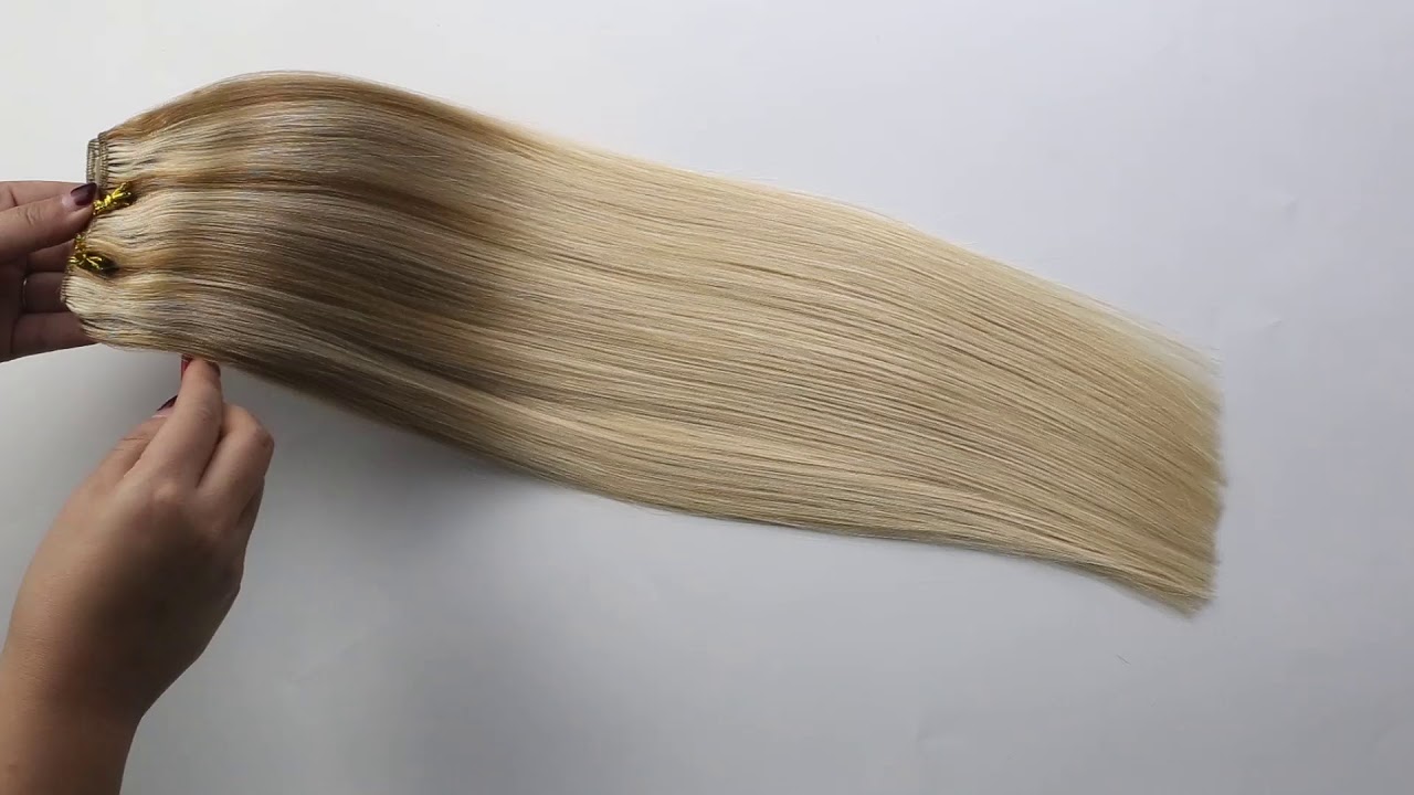 Sunny Hair blonde highlighted balayage clip in human hair extensions