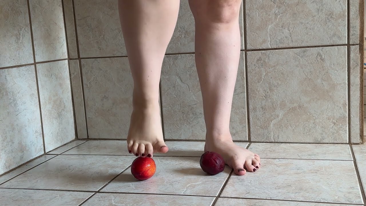 🍑 Barefoot ASMR | Stomp, Smash & Squash Nectarines | Dirty Feet Crush & Squish