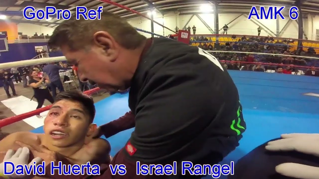 brutal KO muay thai elbow knockout gopro_ref  amk6 david huerta vs israel rangel   refcam, ref cam