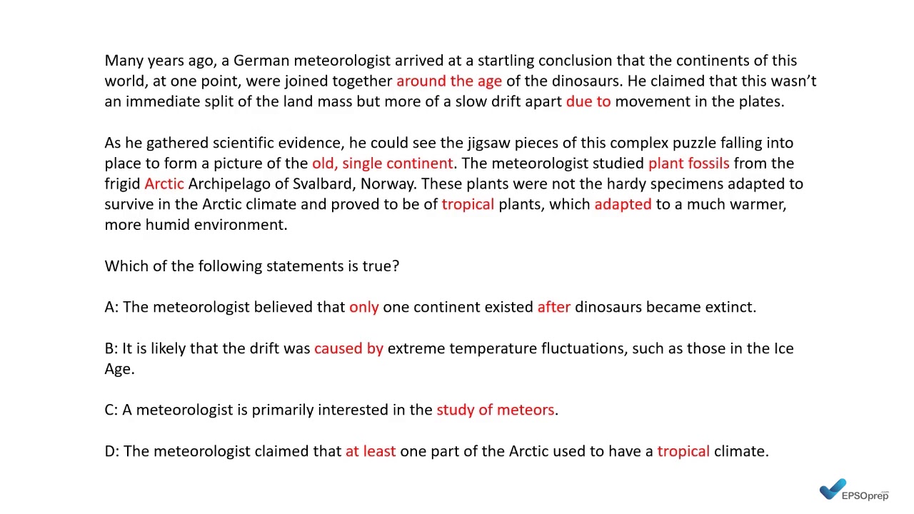 Verbal Reasoning EPSO example question