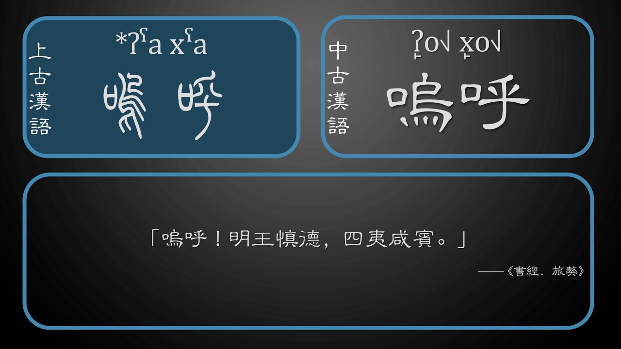 上古漢語的&ldquo;嗚呼&rdquo;就是&ldquo;啊哈&rdquo;？用古代漢語的發音讀古漢語的嘆詞！
