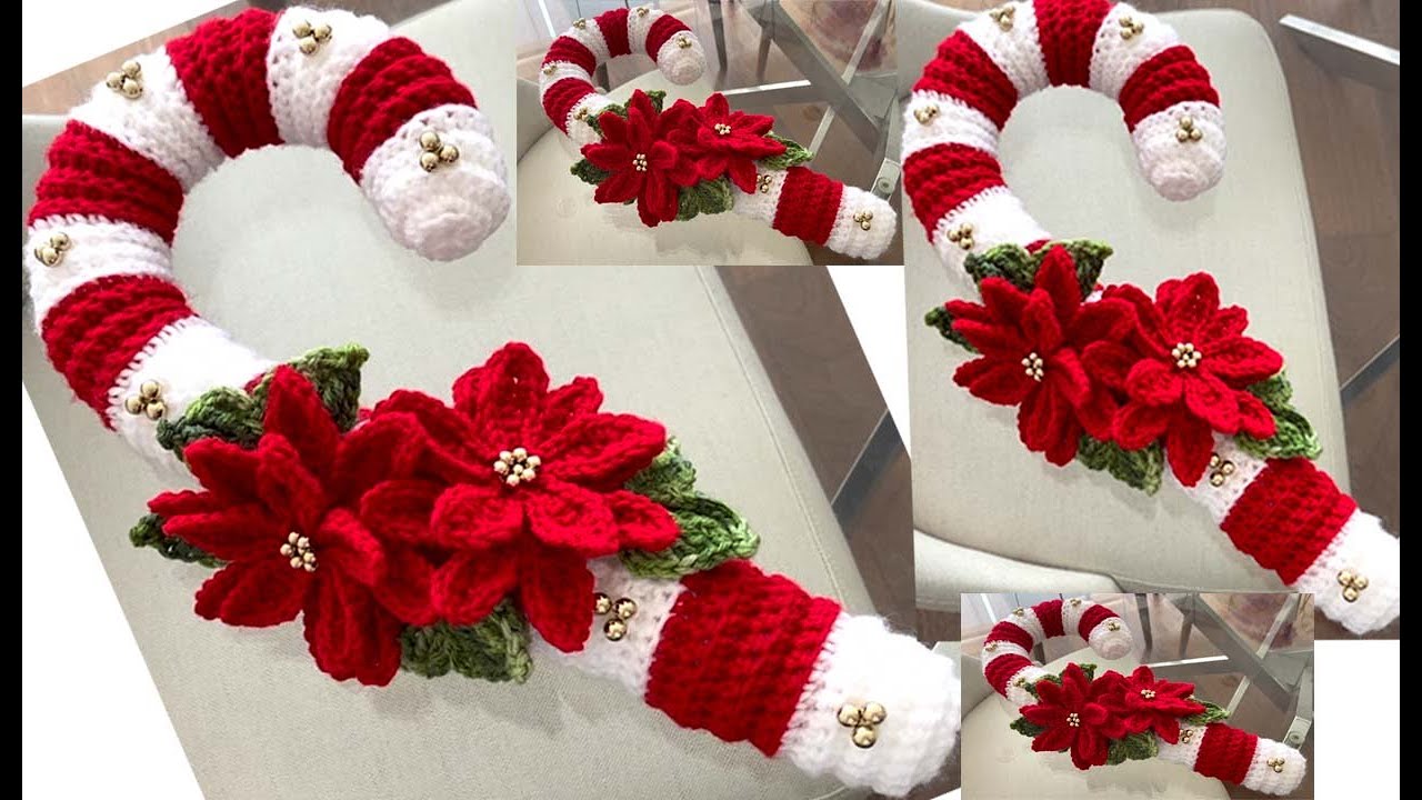 IMPRESIONANTE BASTÓN DE CARAMELOS el mas hermoso PATRÓN 3D el mas Bonito para tu casa a Crochet