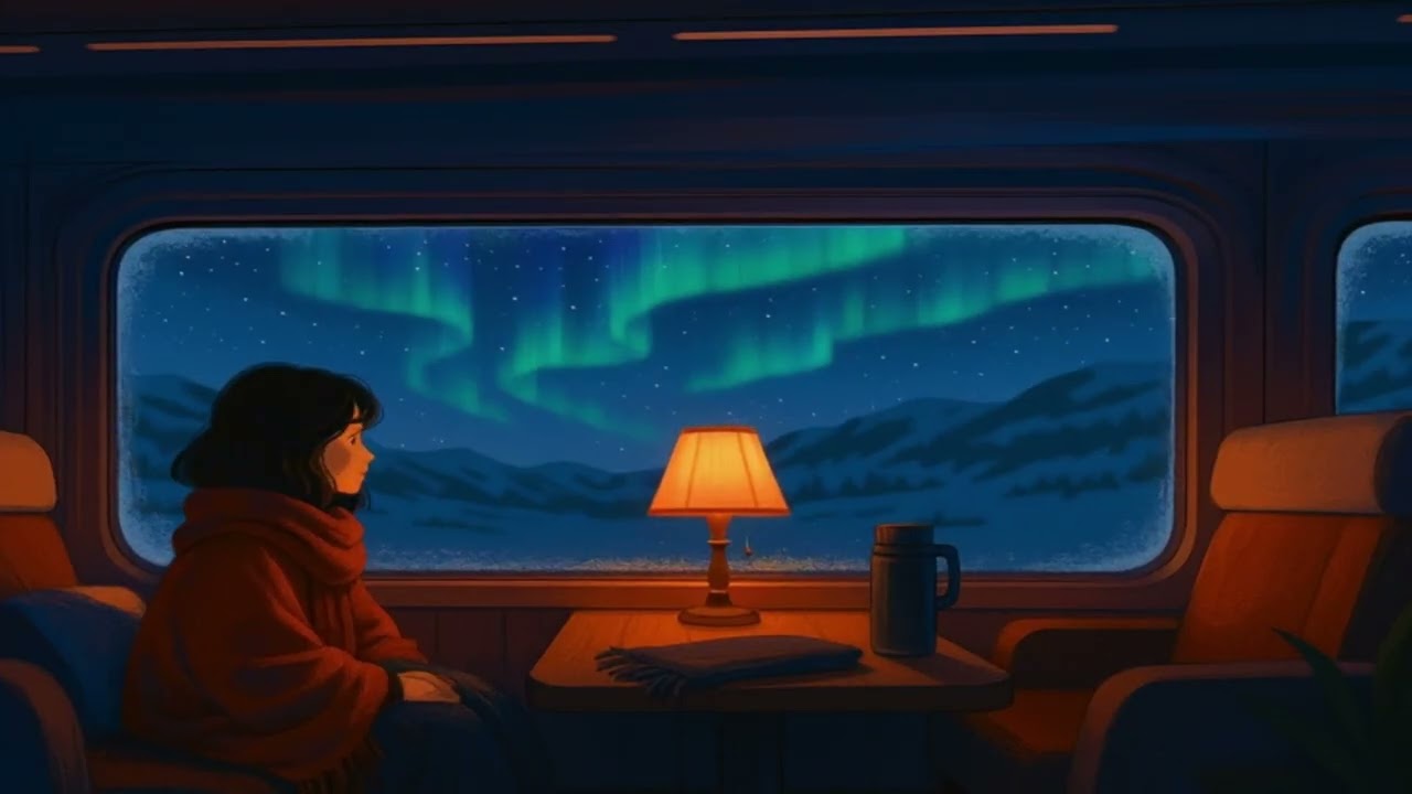 Aurora Valley Night Express – 3 Hour Cozy Animated Train Ride (Northern Lights Ambience)