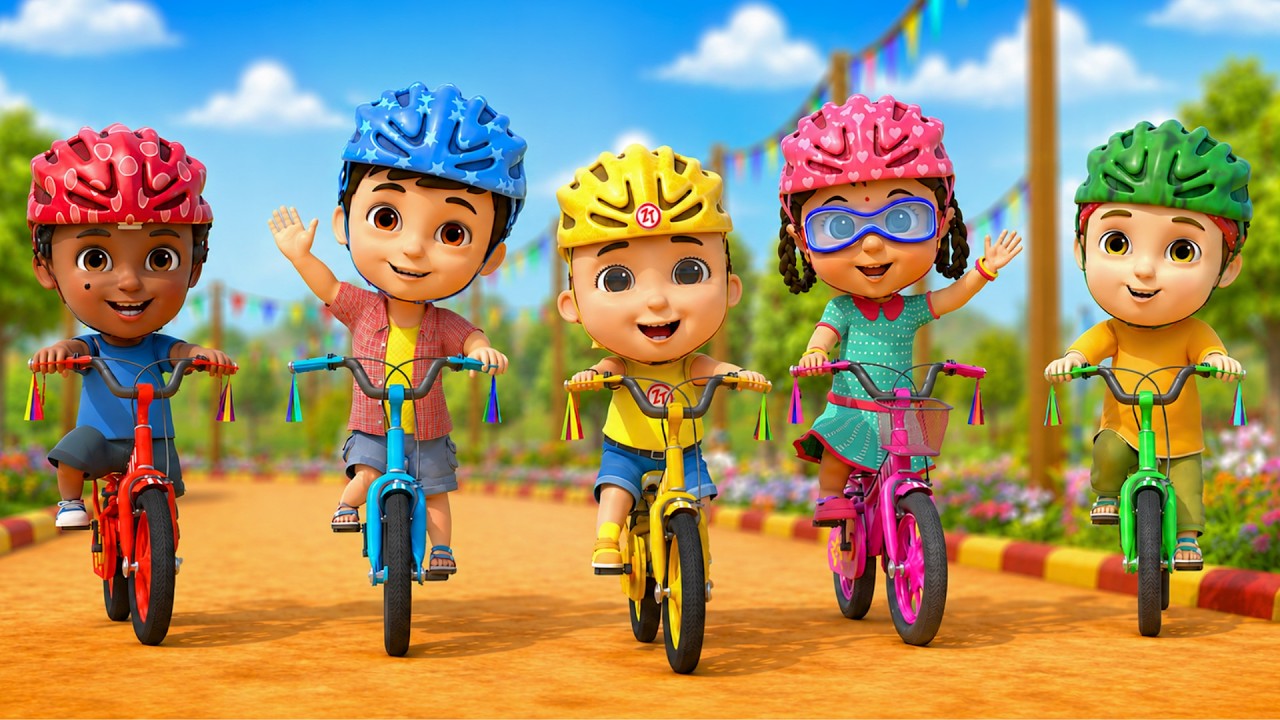 Cycle Race Song | पाँच छोटे बच्चे | Popular Hindi Rhymes - Zappy Toons
