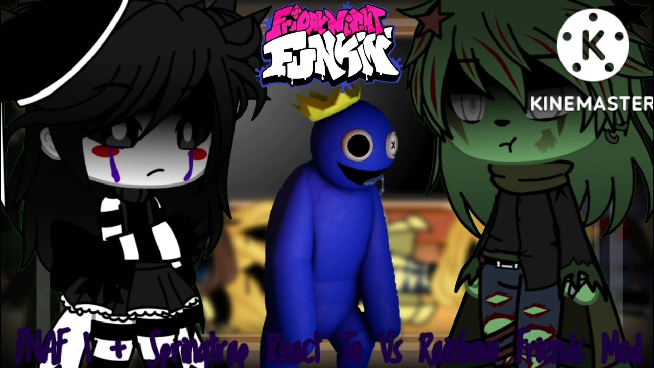 FNAF 1 + Marionette & Springtrap React To FNF Vs Rainbow Friends Mod || Gacha Club